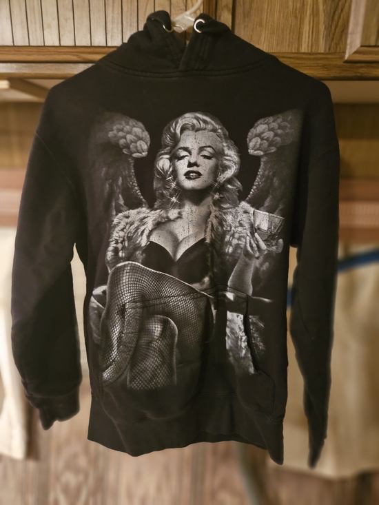 Tops - Marilyn Monroe Black Graphic Hoodie Angel Print